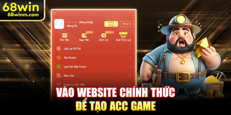 Vào website chính thức để tạo acc game